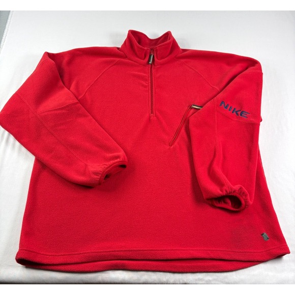 Nike Other - Vintage Nike Sweatshirt Mens XL Red‎ Fleece 1/4 Zip Pullover Spell Out Y2K
